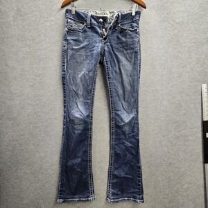 Ariat REAL Women Jeans 27R Blue Denim Bootcut Low Rise Rosy Whipstitch AW5626A